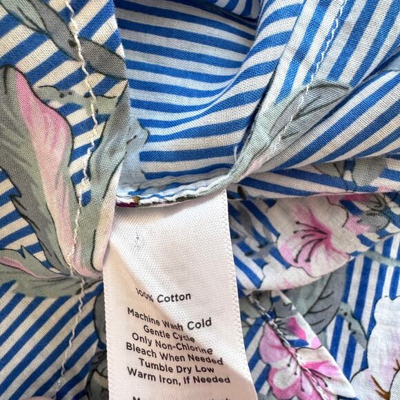 Talbots Women Blouse Top Size 2X 100% Cotton Floral Lightweight Classic Blue - Picture 6 of 8